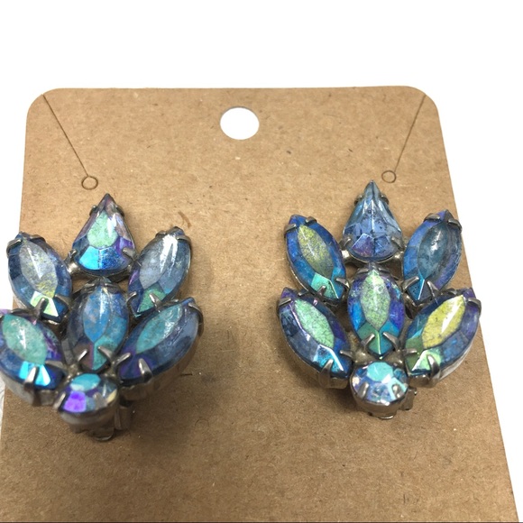 Vintage Garne Marquee & Pear Rhinestone earrings - Picture 2 of 3